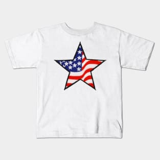 Embroidery American Flag Sticker Kids T-Shirt